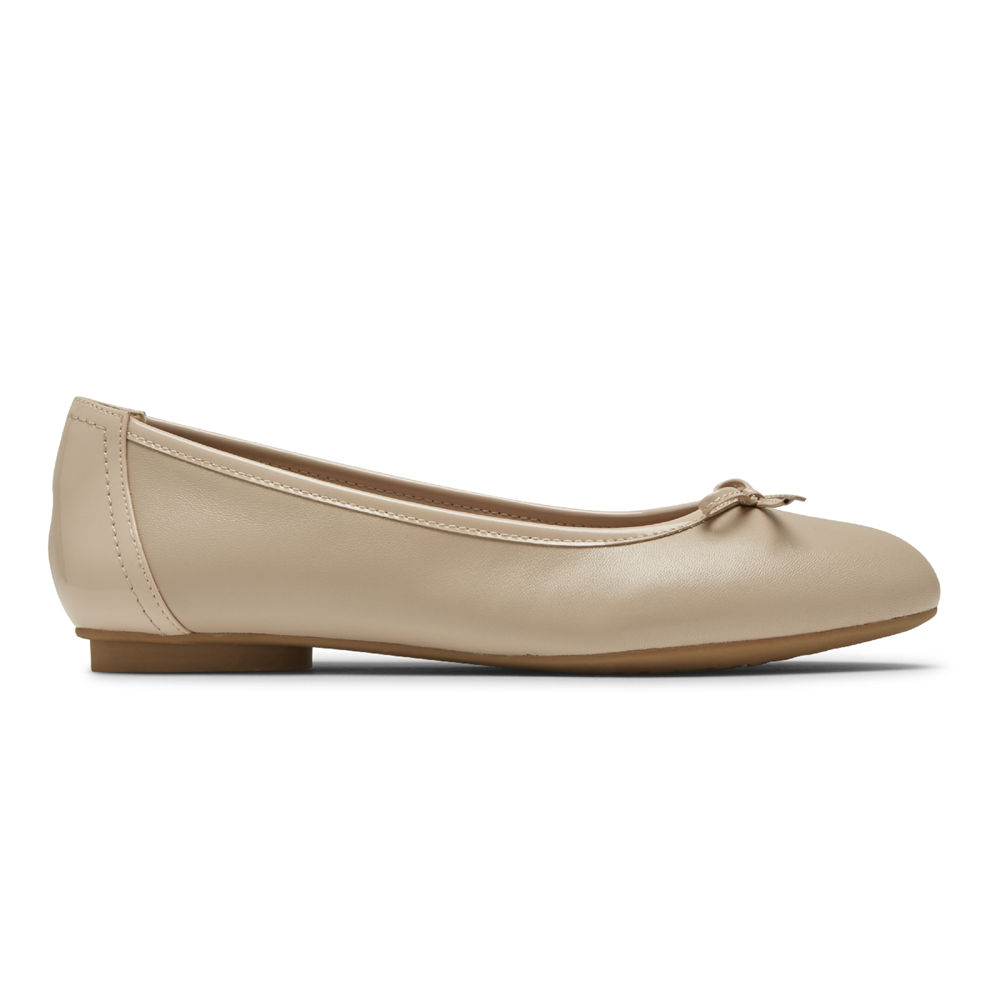 Rockport Flats For Womens Beige - Reagan Bow - TZ8014295